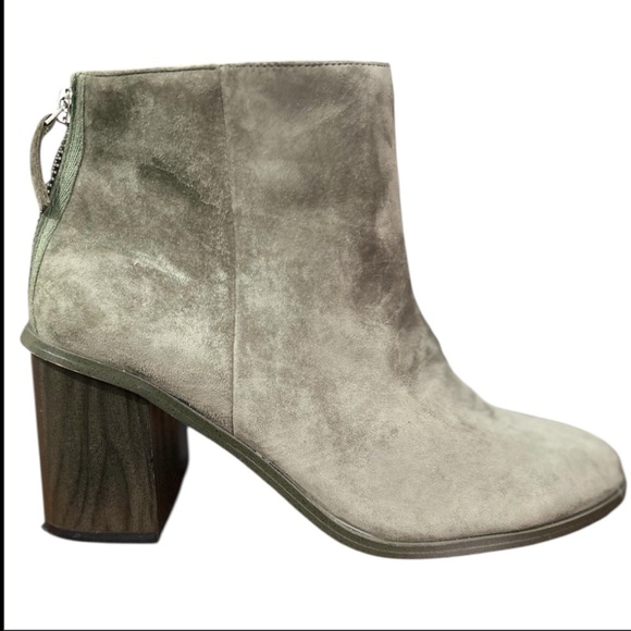 Splendid Suede Block Heel Ankle Boots Olive Green Sz 7.5 - Picture 5 of 12